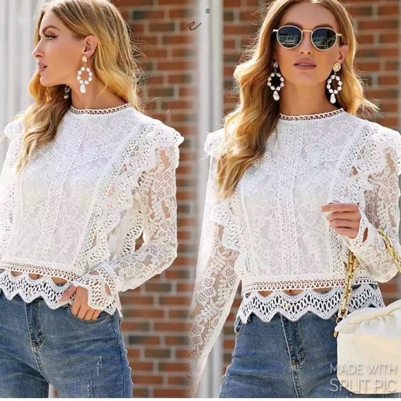 Last 1 L! 5 Star Rated New Bohemian Crochet Top with Back Zipper - Picture 2 of 15